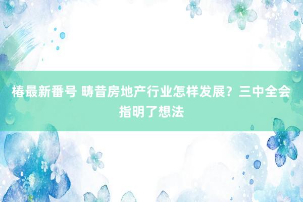 椿最新番号 畴昔房地产行业怎样发展？三中全会指明了想法