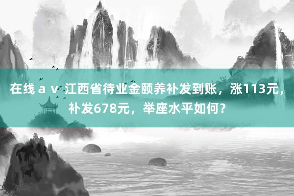 在线ａｖ 江西省待业金颐养补发到账，涨113元，补发678元，举座水平如何？